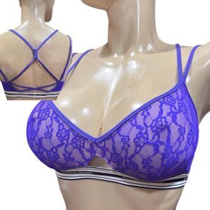 Victoria’s Secret Strappy back Unlined lace Bralette bra purple Large